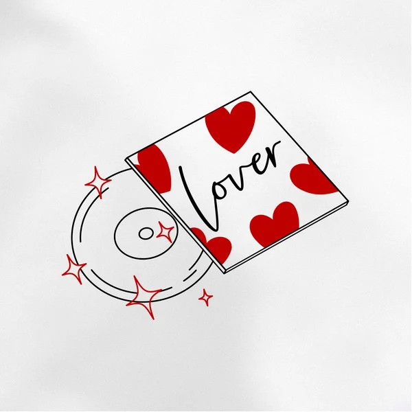 tattoo sketch Record with hearts