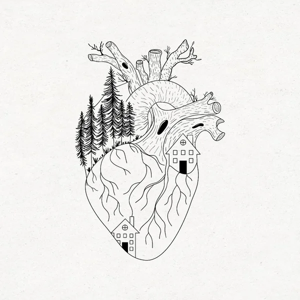 tattoo sketch The heart is where the home is