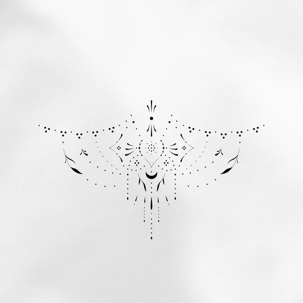 Sketch of an ornamental tattoo under the chest