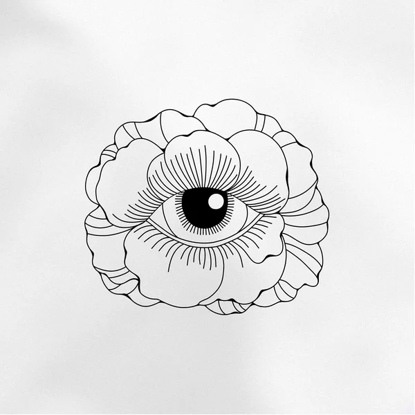 tattoo sketch of peony flower with eye