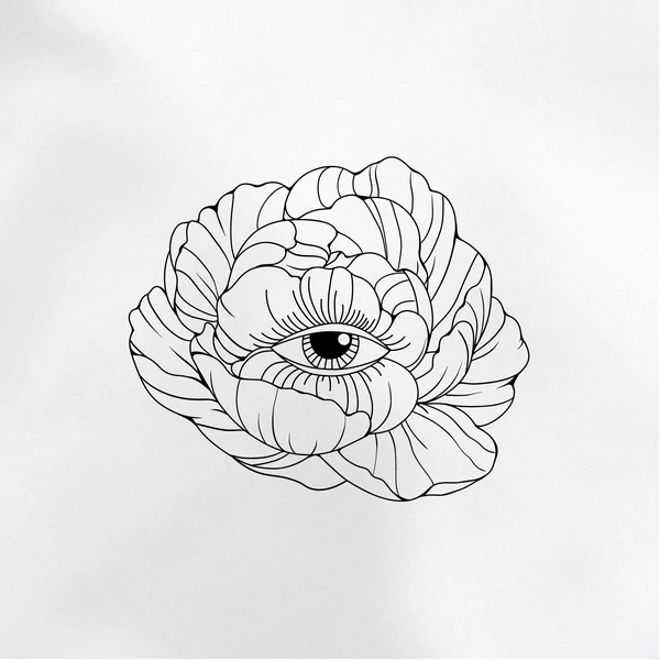 tattoo sketch of Eye in peony flower
