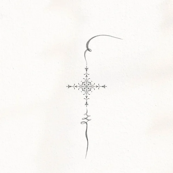 a sketch of an ornamental tattoo with smoke