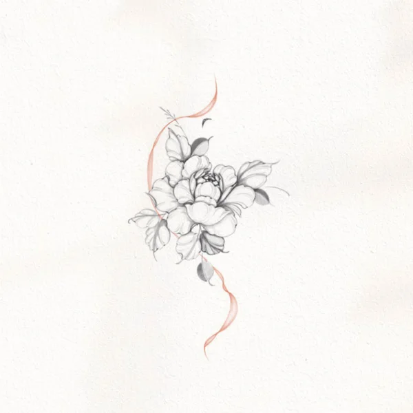peony tattoo sketch