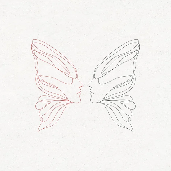 butterfly tattoo sketch René Magritte style