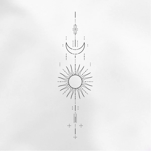 ornamental tattoo sketch with sun and moon
