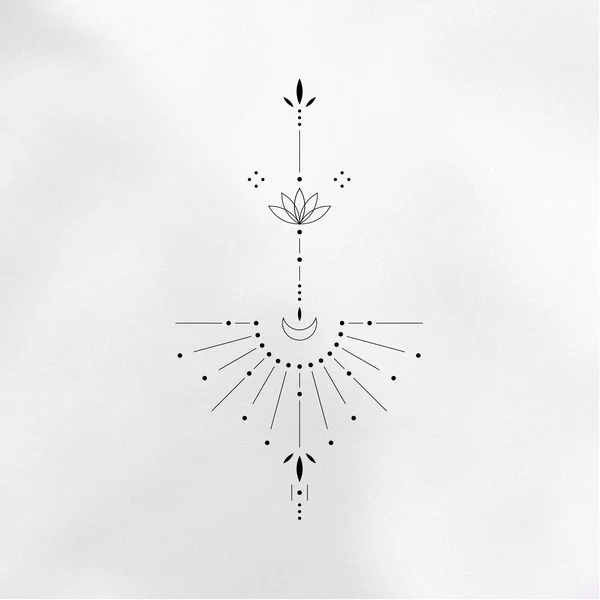 ornament  tattoo sketch with lotus and moon
