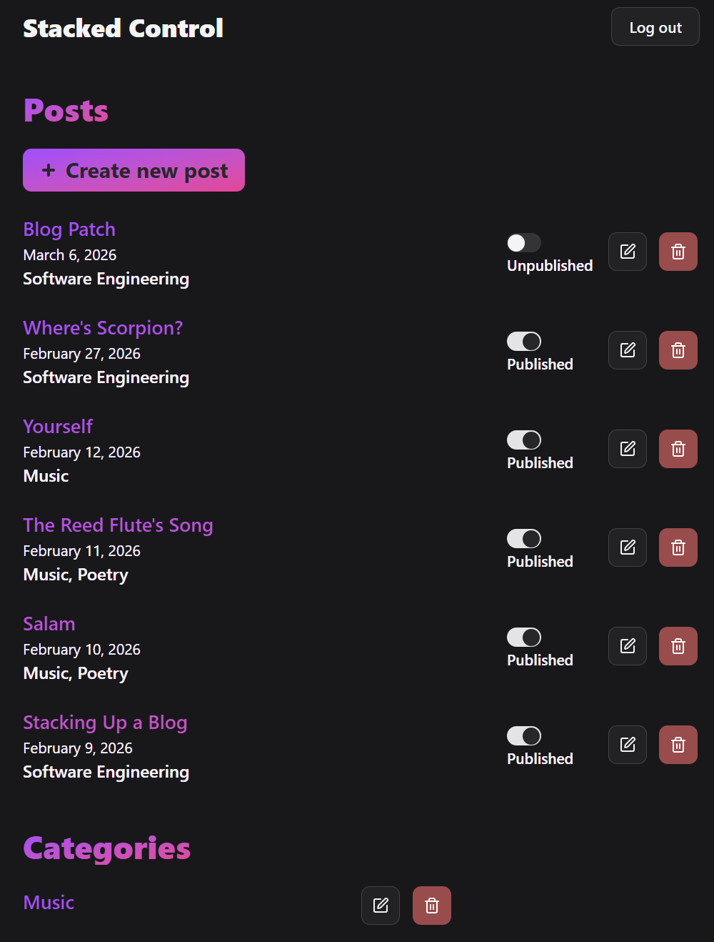 Stacked Control home page