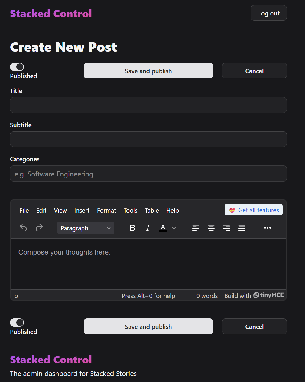 Blank editor screenshot