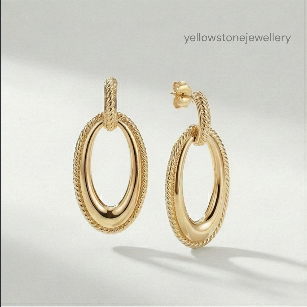 Classic Braided Center Silver Creoles - Gold Plated Polish Finish