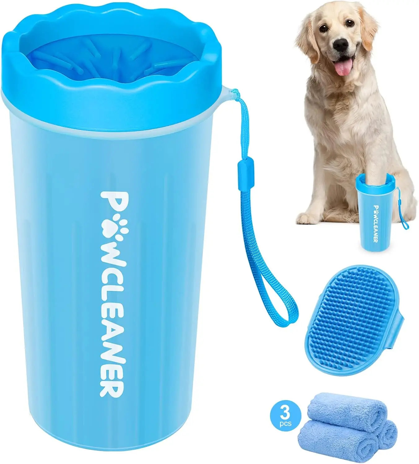 Comotech Dog Paw Cleaner with Bath Brush  Absorbent Towels