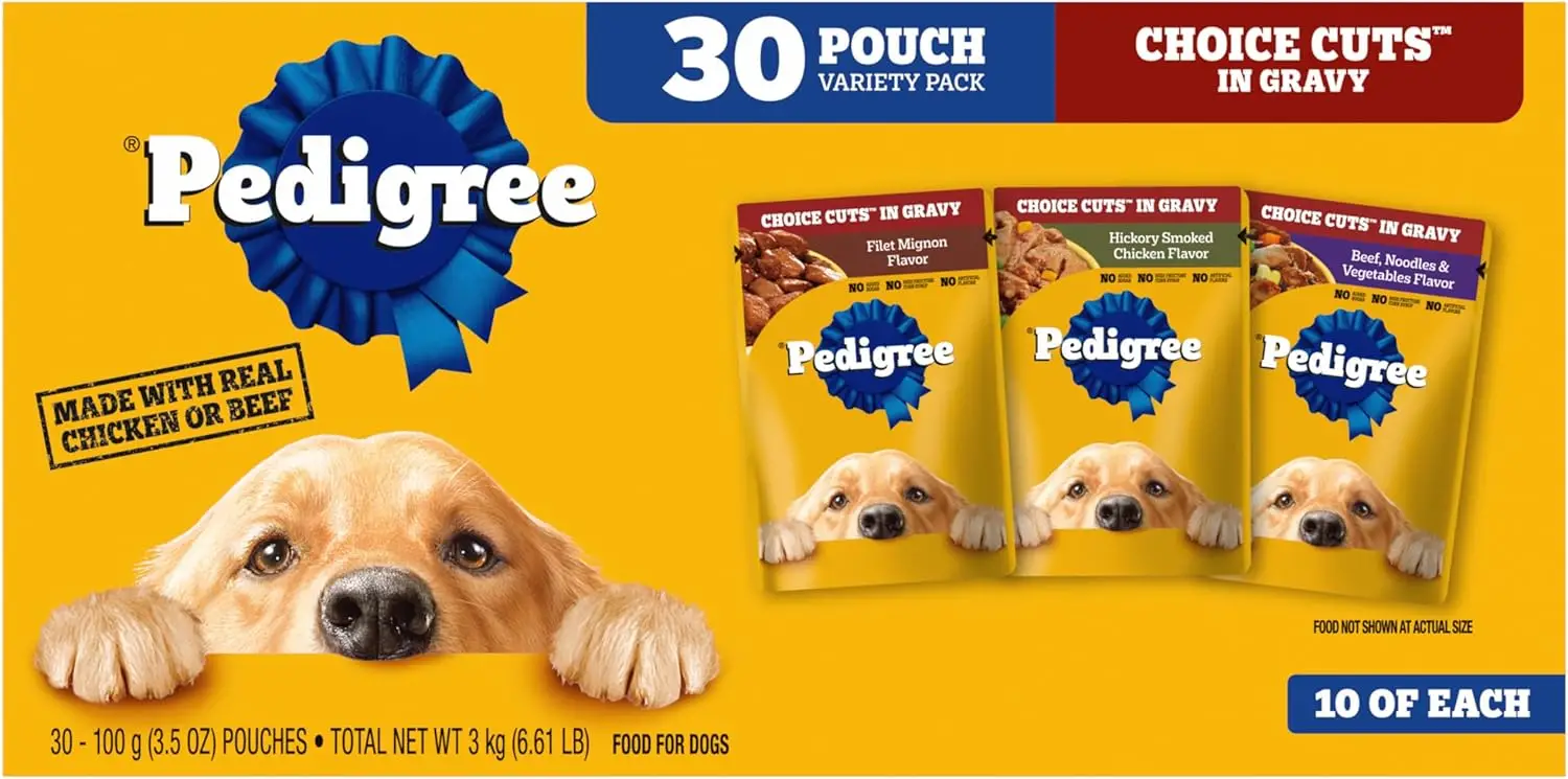 PEDIGREE CHOICE CUTS IN GRAVY Adult Soft Wet Dog Food 30-Count Variety Pack