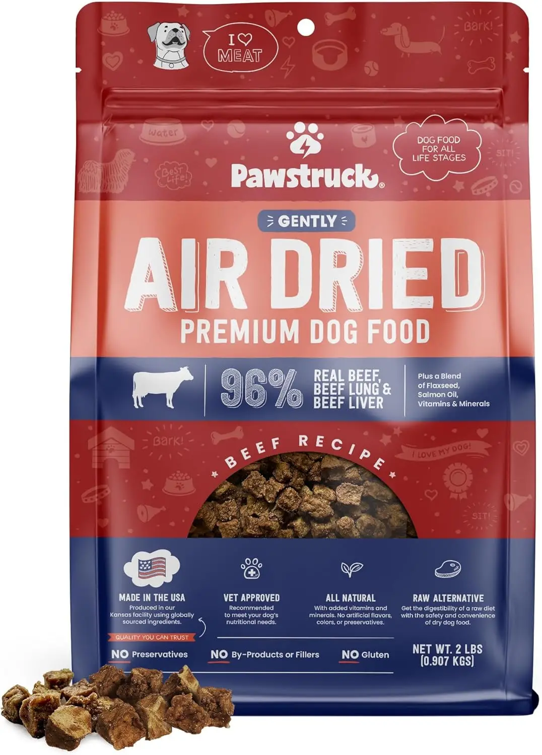 Pawstruck All Natural Air Dried Dog Food w/Real Beef