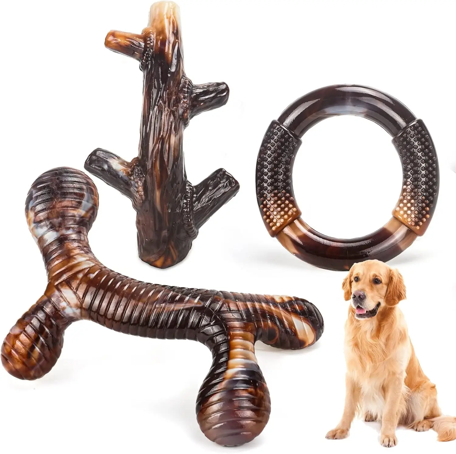 Zimtty Dog Toys, 3 Pack Indestructible Dog Chew Toys