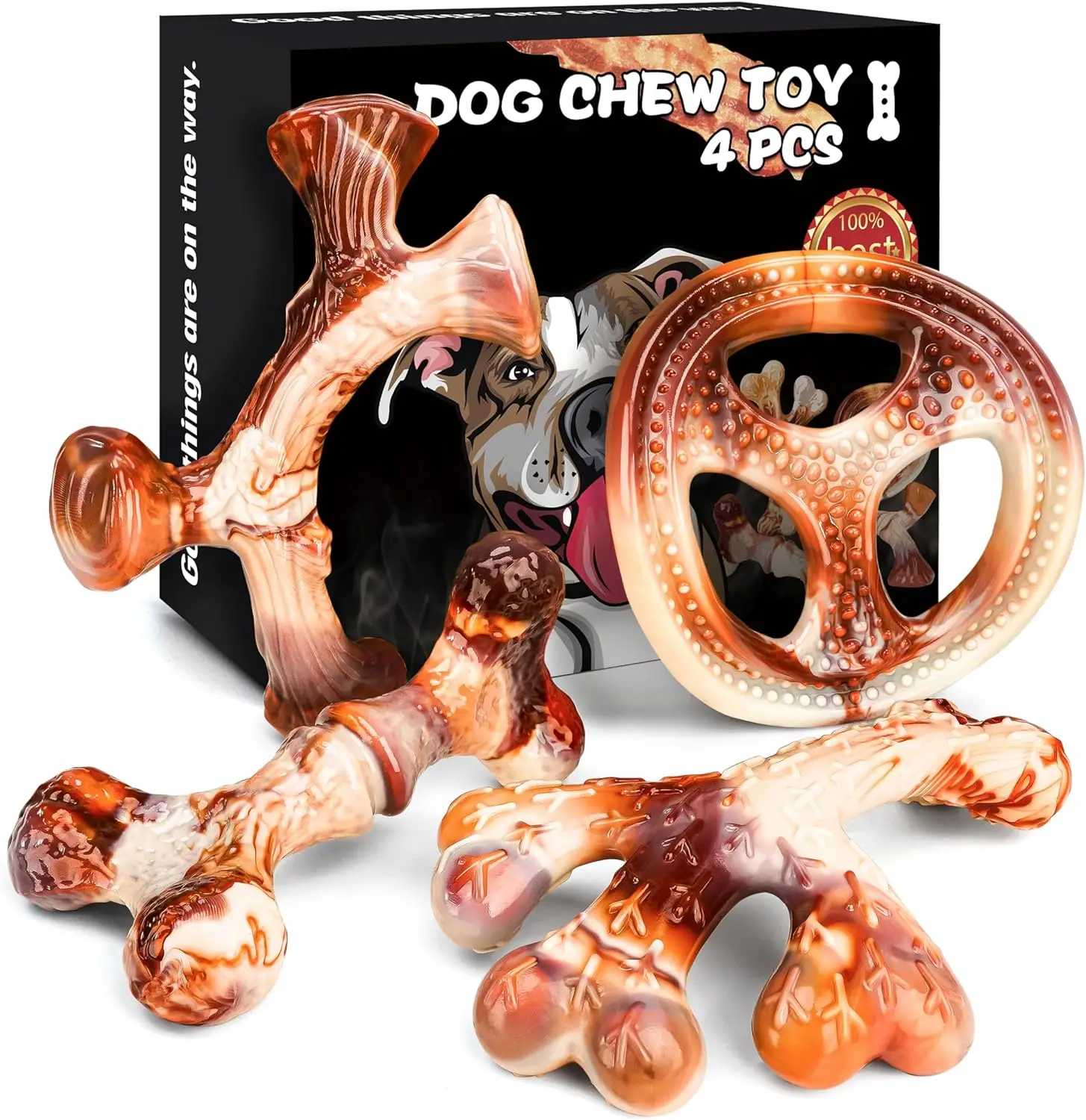 DBF 4 Pack Indestructible Dog Chew Toys