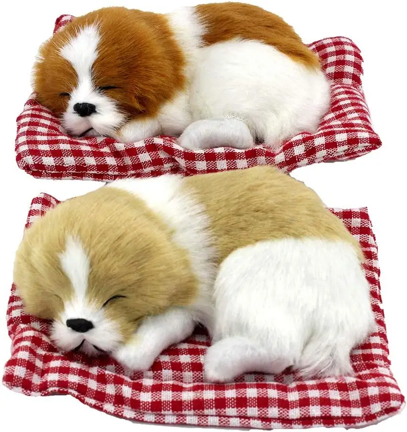 2Pcs Sleeping Dogs on Pad Doll Toy