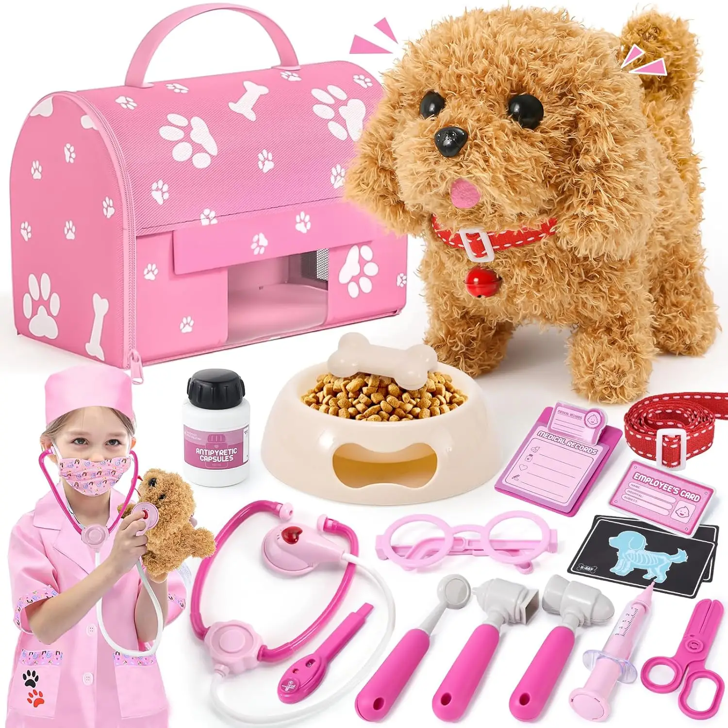 Golray Toy Dog for Kids Girl Vet Doctor Kit