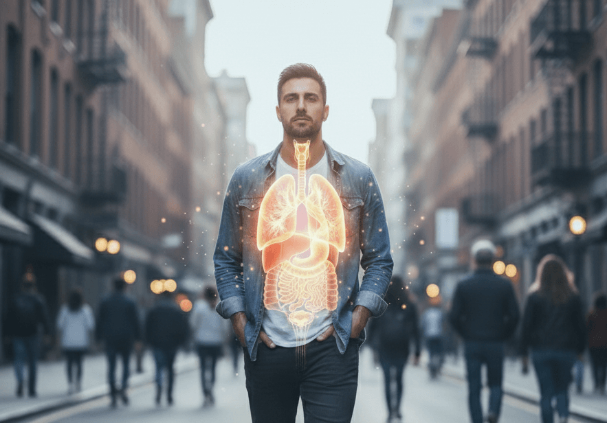Illustration of somebody walking outside