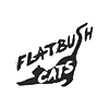 A text logo for Flatbush Cats - featuring an illustrated black cat.