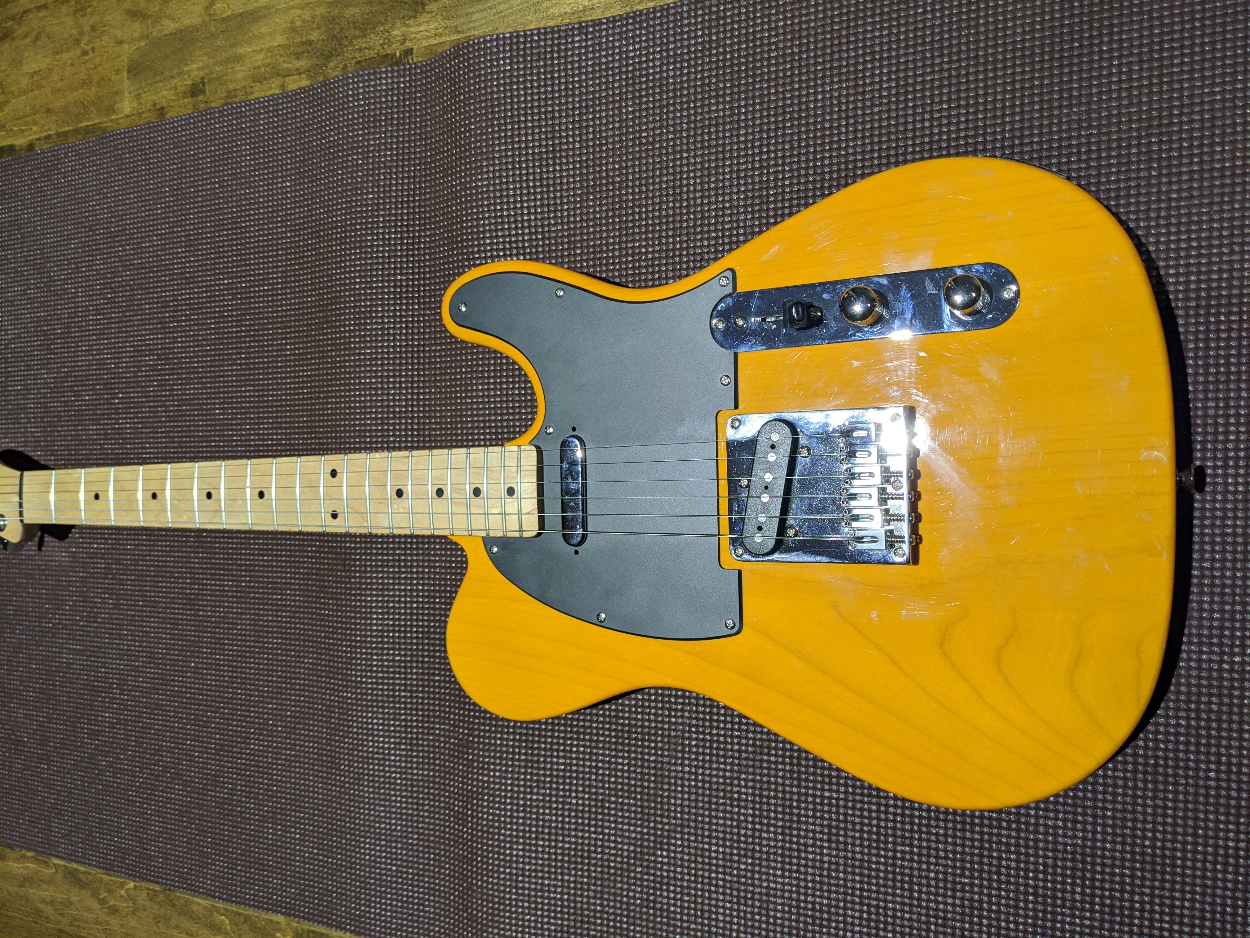 Matte Black Pickguard on Squier Affinity Telecaster Butterscotch Blonde