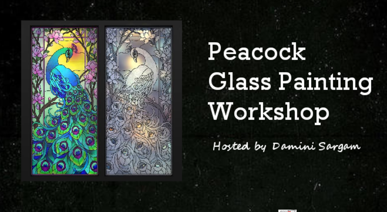 Peacock glass painting workshop with Damini Sargam