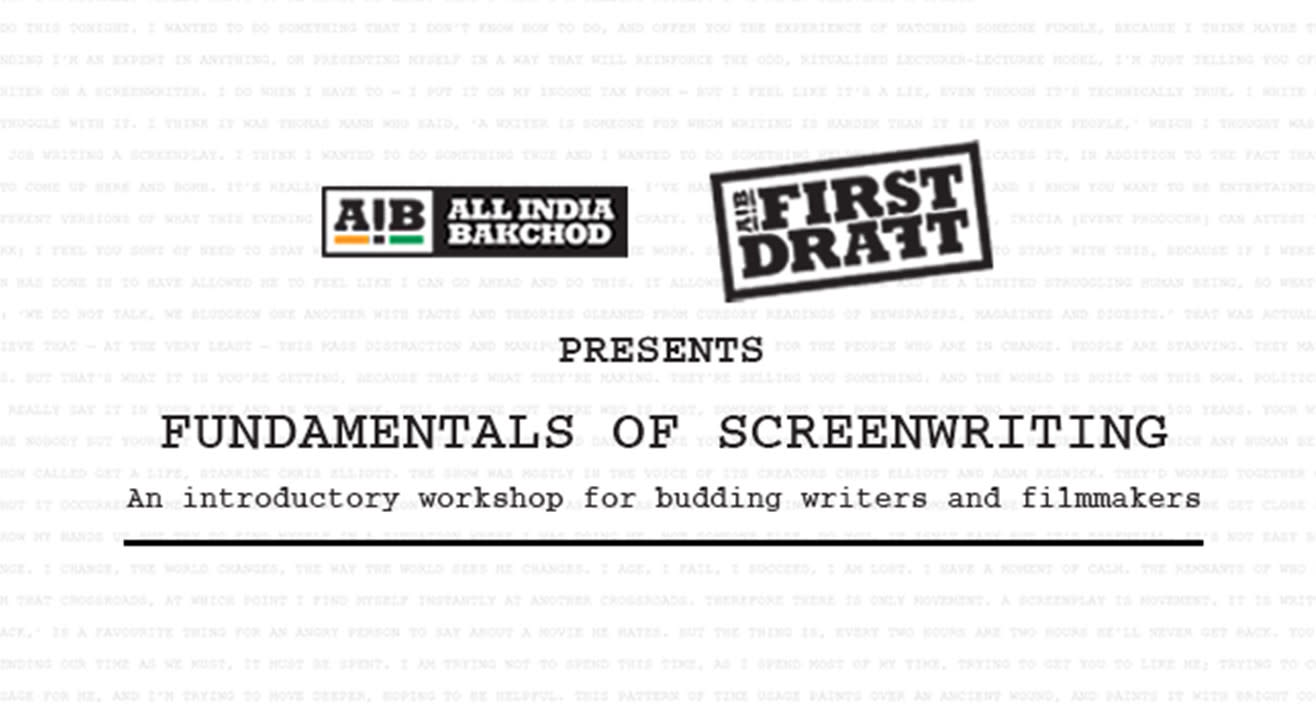 AIB First Draft: Fundamentals of Screenwriting, Hyderabad