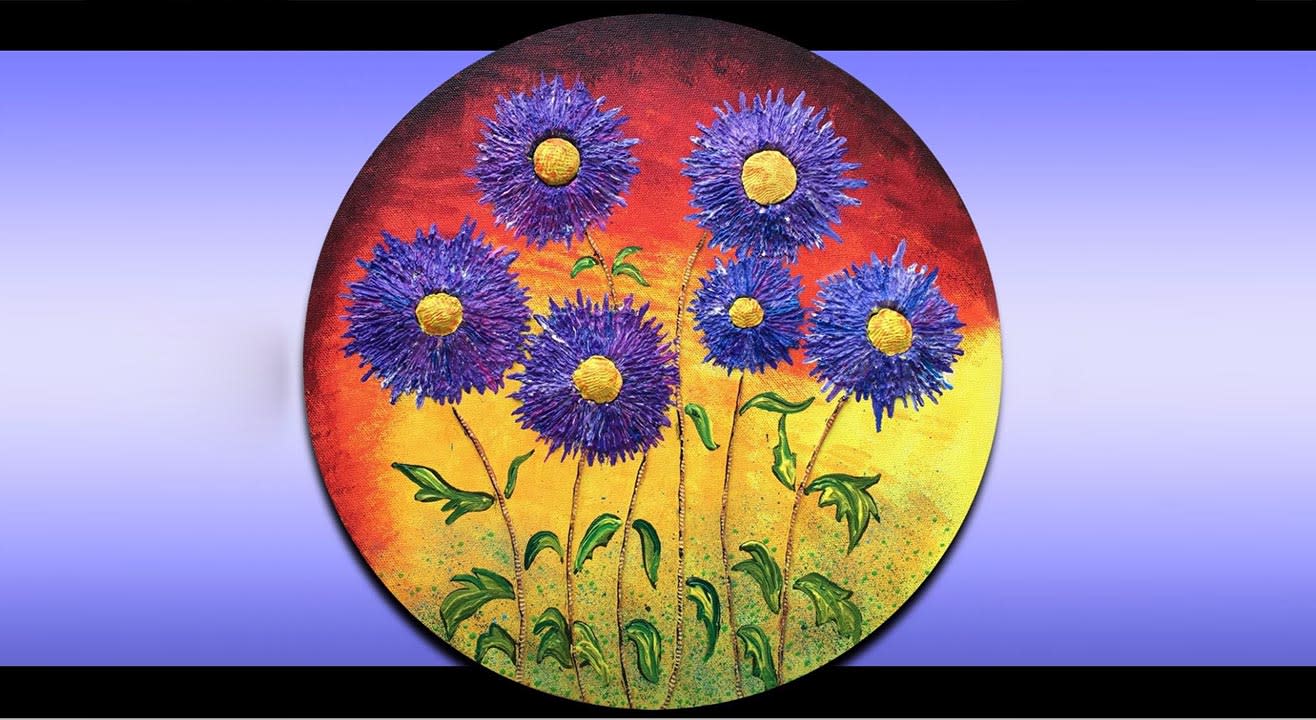 Floral bloom on Circular Canvas