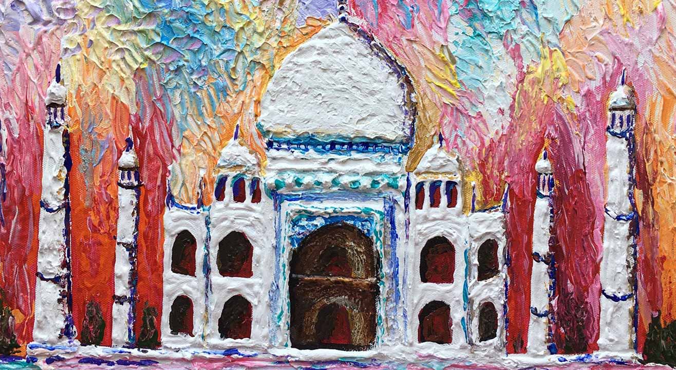 Palette Knife painting - The majestic Taj Mahal