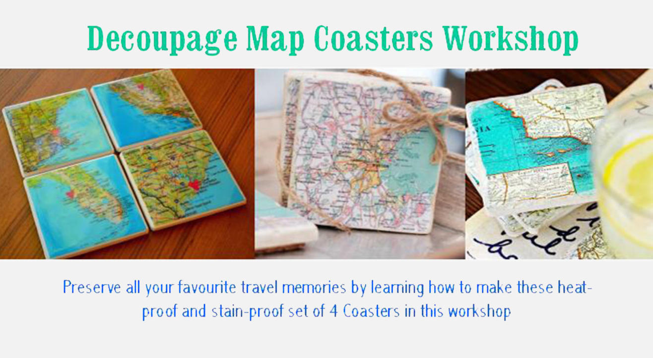 Decoupage Map Coaster Workshop