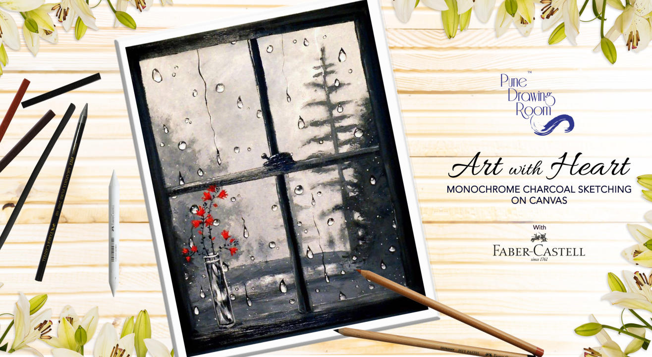 Charcoal Sketching on Canvas by Pune Drawing Room