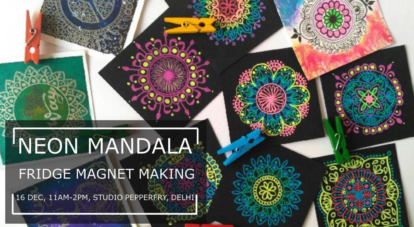 Neon Mandala Fridge Magnets Making