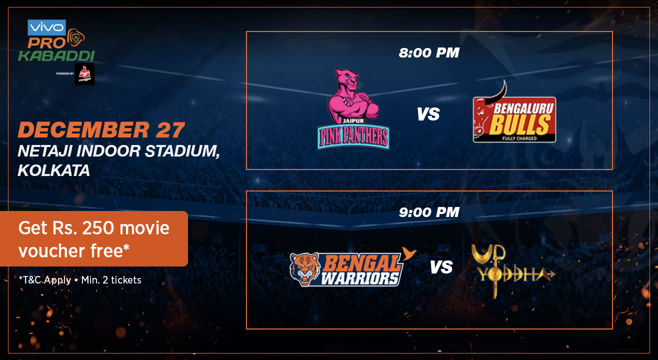 VIVO Pro Kabaddi - Jaipur Pink Panthers vs Bengaluru Bulls and Bengal Warriors vs U.P. Yoddha