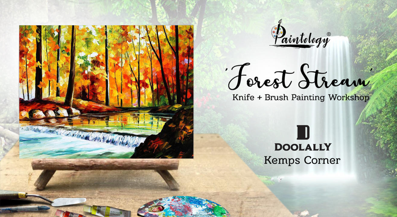 Knife Painting Party- ‘Forest Stream’ by Paintology