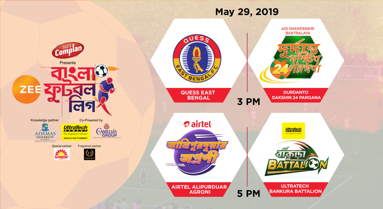 ZBFL 2019 : Quess East Bengal vs Adi Dhakeswari Bastralaya Durdanto Dakhin 24 Pargana and Airtel Alipurduar Agroni vs Ultratech Bankura Battalion