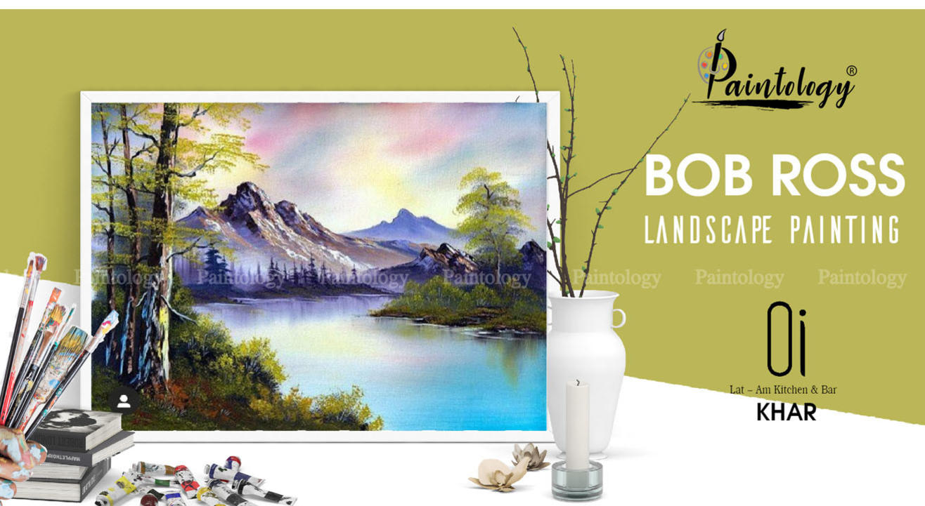 Knife + brush Bob Ross Canvas painting Party, KHAR