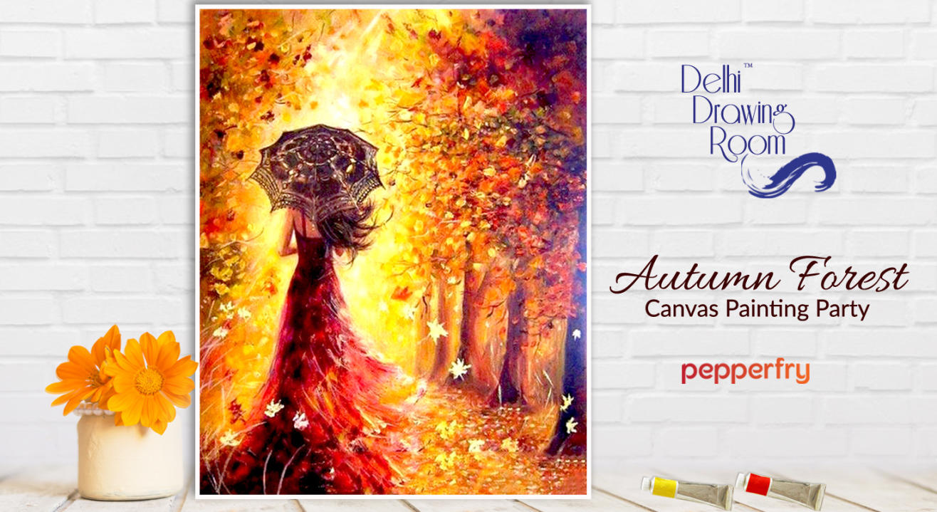 Autumn Forest Canvas Painting Party by Delhi Drawing Room