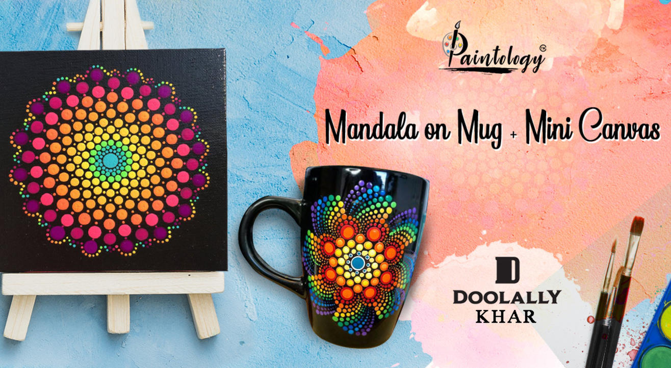 Mandala Painting on Mug + Mini Canvas, Khar