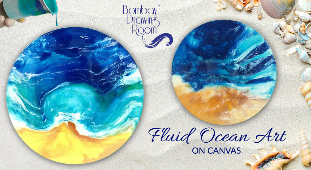 Fluid Ocean Art on Canvas by Bombay Drawing Room