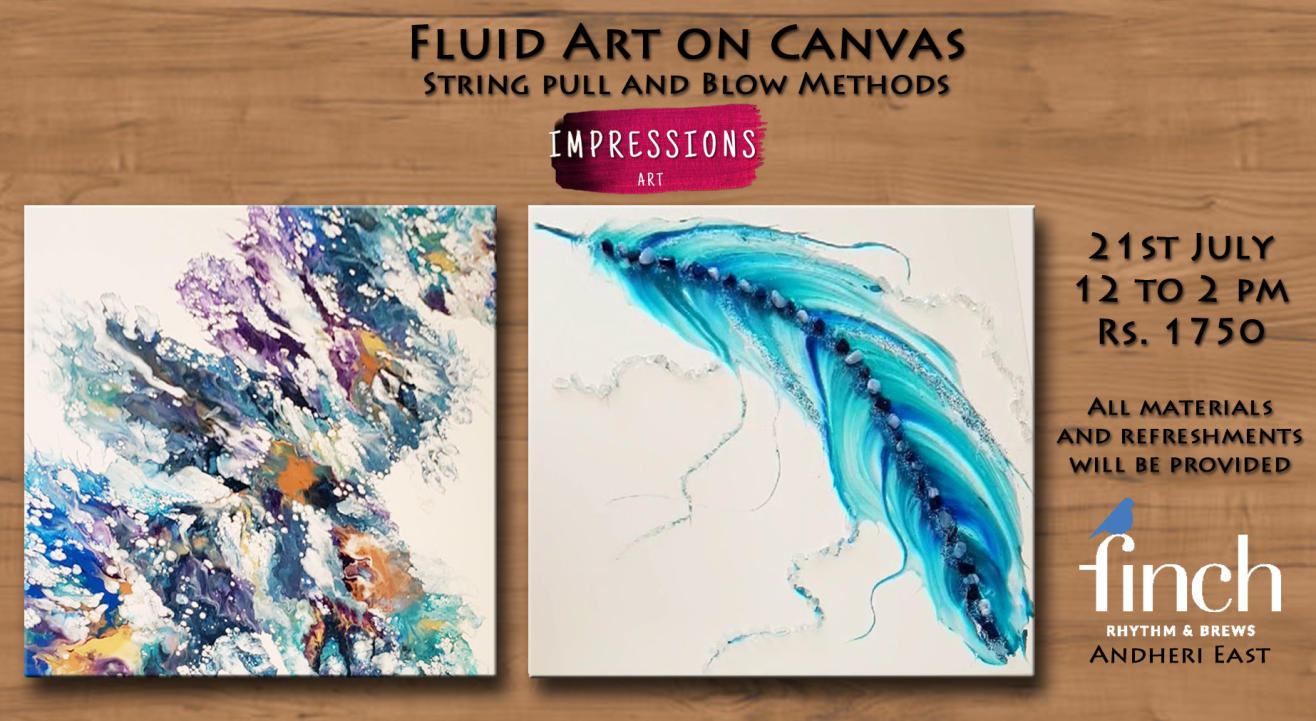 Fluid Art on canvas-String Pull and Blow Methods