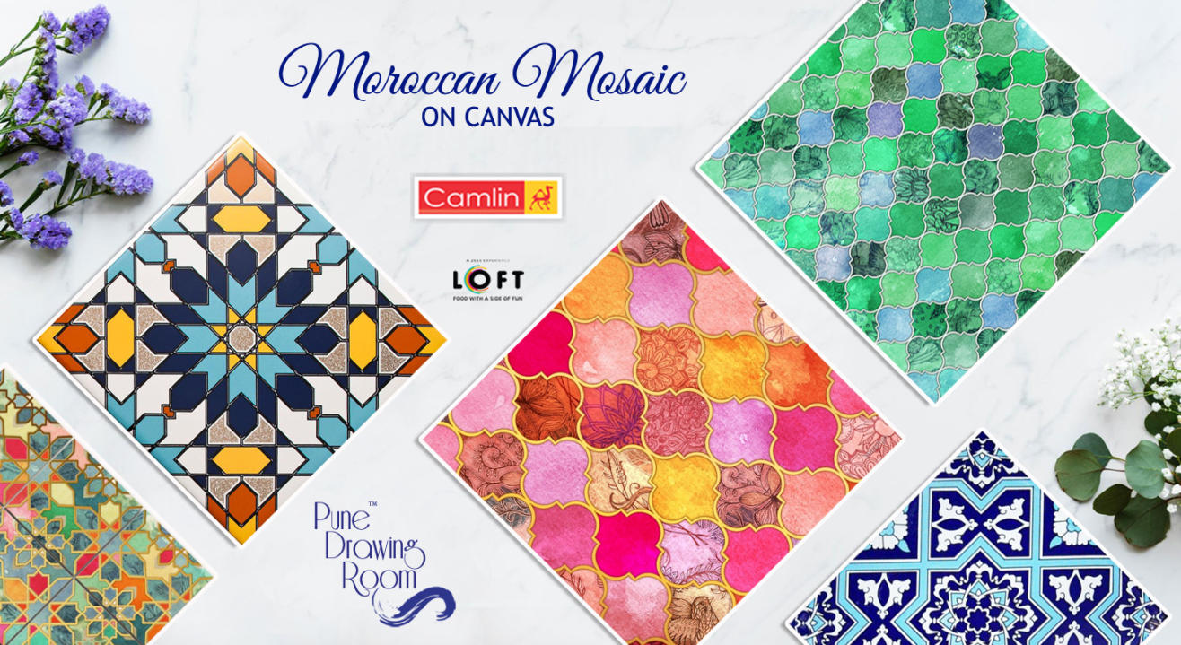 Moroccan Mosaic on Canvas by Pune Drawing Room