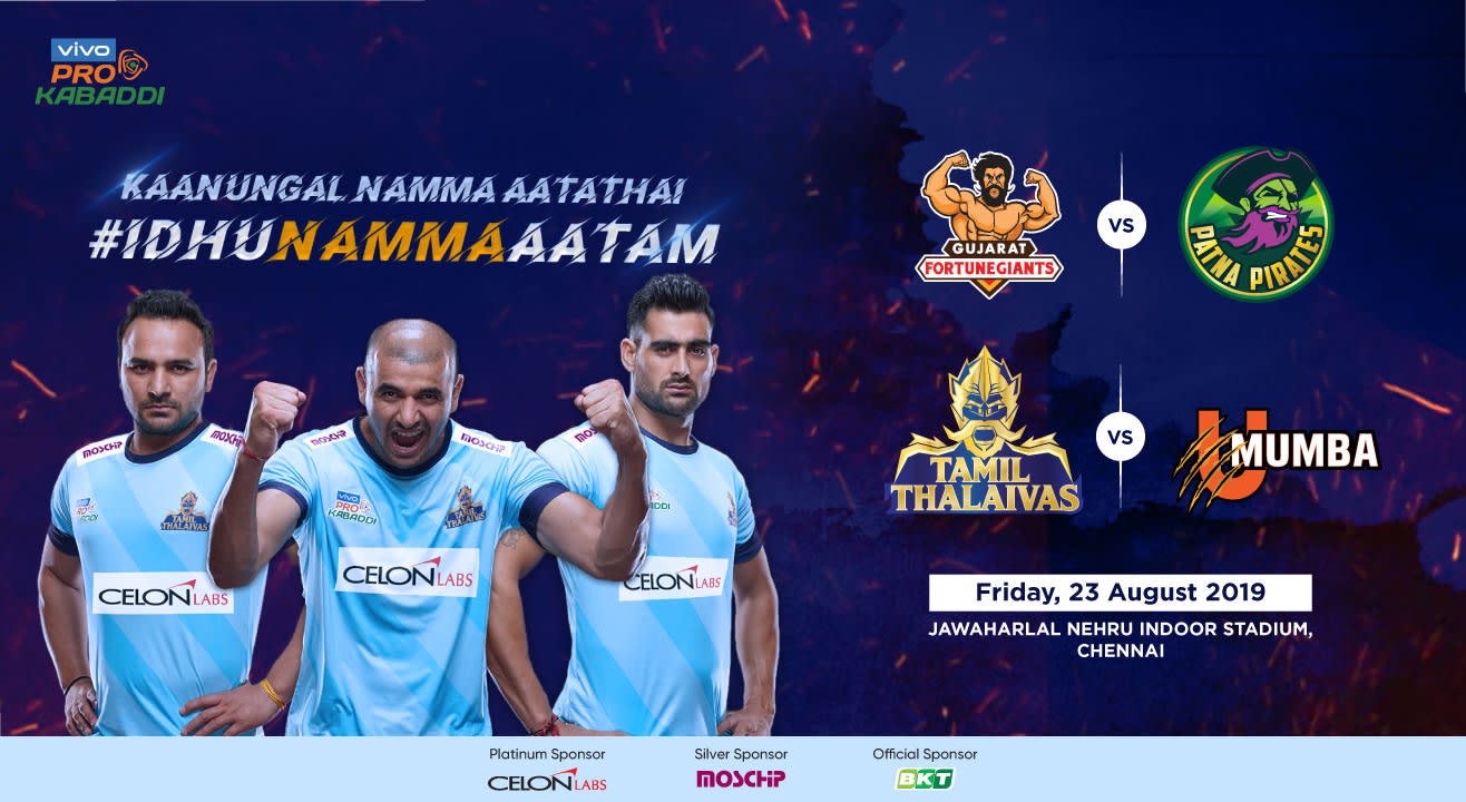 VIVO Pro Kabaddi 2019 - Gujarat Fortunegiants vs Patna Pirates and Tamil Thalaivas vs U Mumba