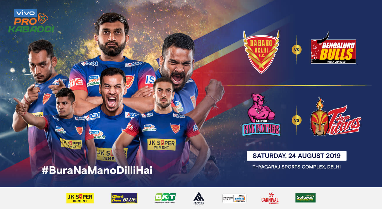 VIVO Pro Kabaddi 2019 - Dabang Delhi K.C. vs Bengaluru Bulls and Jaipur Pink Panthers vs Telugu Titans