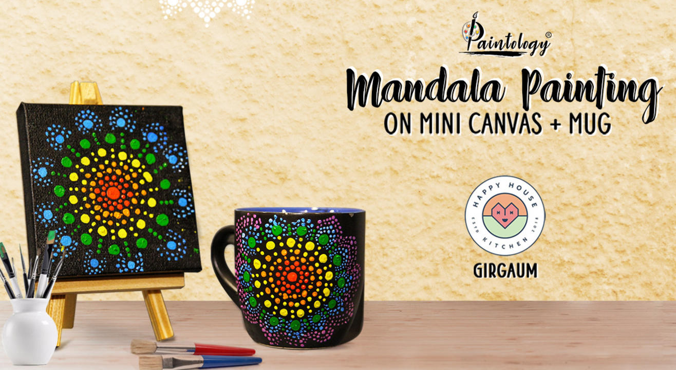 Mandala Painting on Mug + Mini Canvas, Girgaum