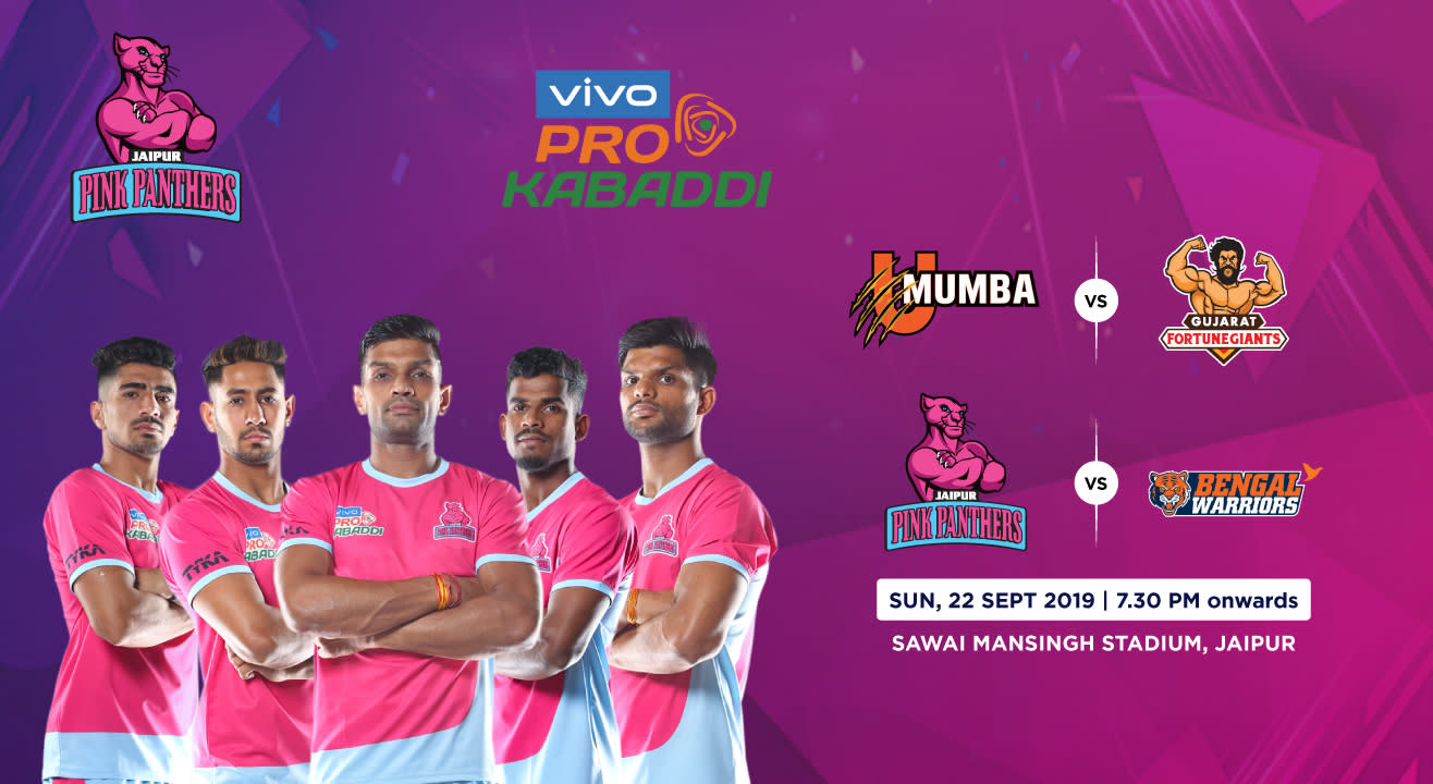 VIVO Pro Kabaddi 2019 - U Mumba vs Gujarat Fortunegiants and Jaipur Pink Panthers vs Bengal Warriors