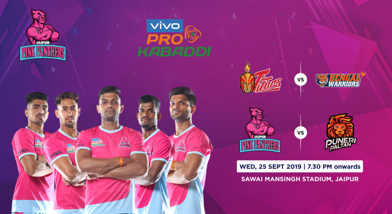 VIVO Pro Kabaddi 2019 - Telugu Titans vs Bengal Warriors and Jaipur Pink Panthers vs Puneri Paltan