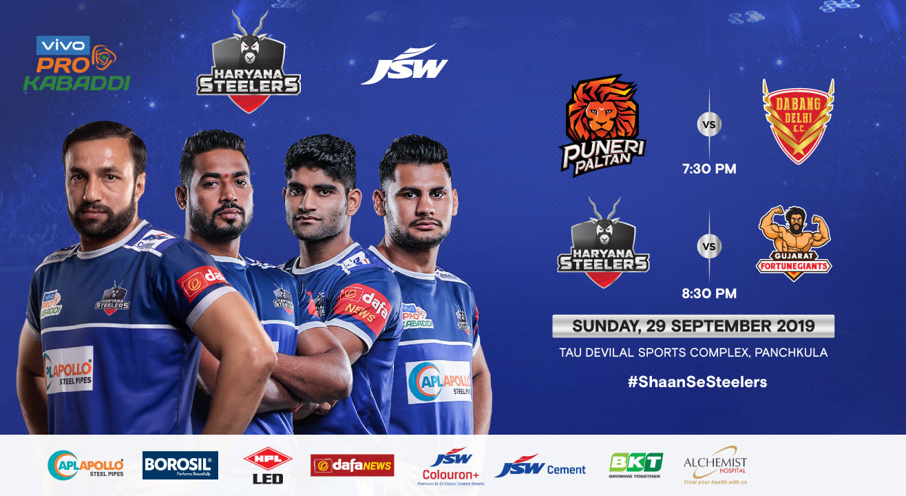 VIVO Pro Kabaddi 2019 - Puneri Paltan v Dabang Delhi K.C. and Haryana Steelers v Gujarat Fortunegiants