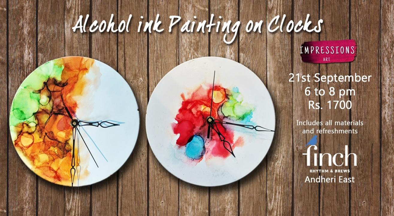 Alcohol Ink Art on clocks, With Impressions Art