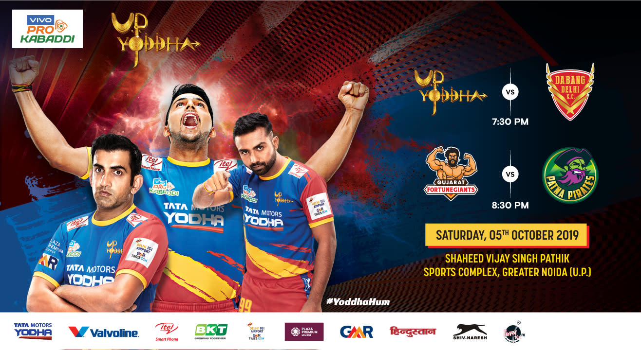 VIVO Pro Kabaddi 2019 - U.P. Yoddha  vs Dabang Delhi K.C. and Gujarat Fortunegiants vs Patna Pirates