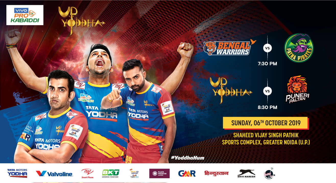 VIVO Pro Kabaddi 2019 - Bengal Warriors vs Patna Pirates and U.P. Yoddha vs Puneri Paltan