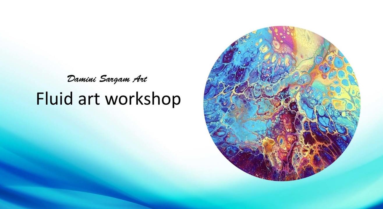 Fluid art workshop on circular canvas