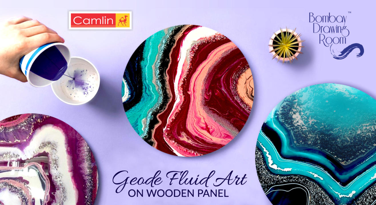 Geode Fluid Art on Wooden Panel by Bombay Drawing Room